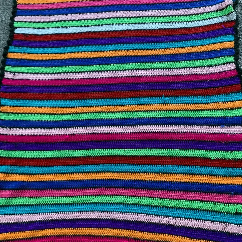 Bright Crochet Stripe Lap Blanket Afghan 42 x  62